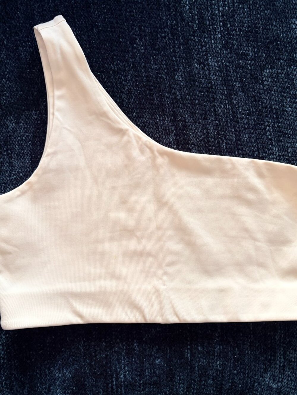 Girlfriend Collective One Shoulder Crop Top Bra XL White Seamless Activewear - Picture 3 of 8
